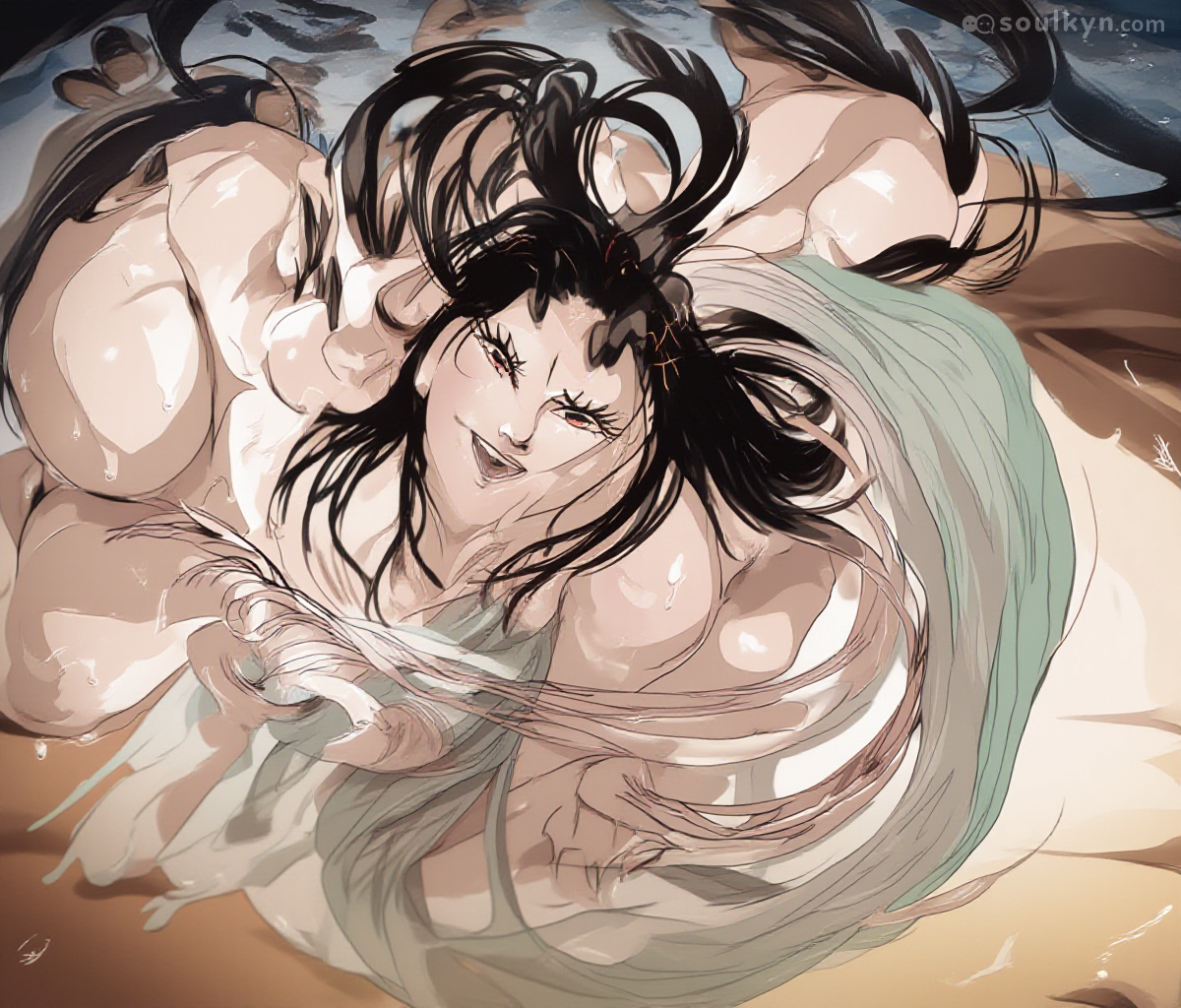 AI understood the assignment of 'wet and inviting' but forgot to include any actual water physics. Just vibes and moisture droplets placed by committee.