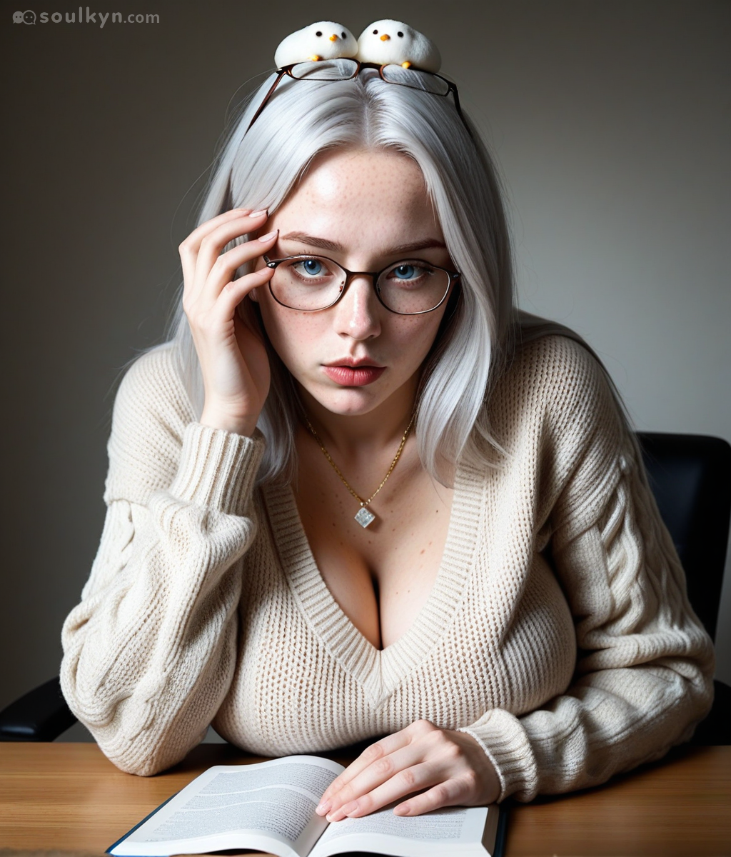 Prompt: 'studious girl with book' - AI: 'understood, adding decorative ducks to head for no reason'