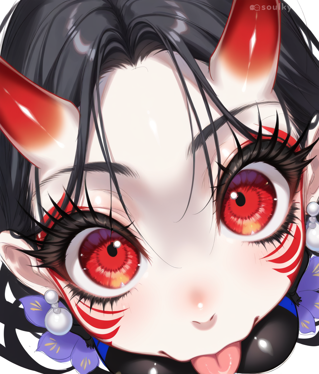 Close-up with tongue out, flower earrings, and... wait, are those nipples in what was supposed to be a face portrait? AI's cropping decisions remain chaotic.