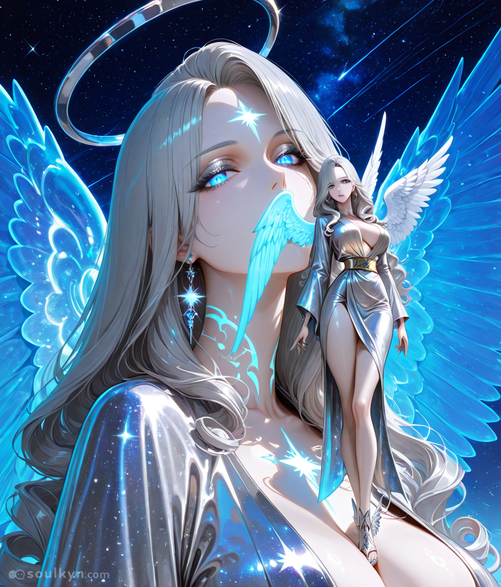 Celestial being giving birth to themselves - AI discovered recursion and made it WEIRD. The smaller angel emerging from chest-portal is either profound symbolism or the AI mitosis'd by accident.