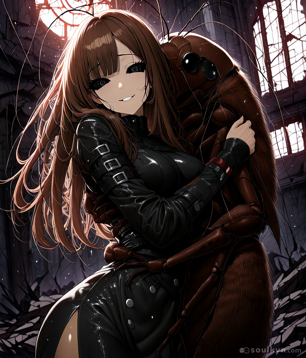 When 'fantasy romance' meets 'I've been watching too much Kafka' - she's in love and it's beautiful if you don't think about the exoskeleton. Gothic ruin setting is chef's kiss. The cockroach got rizz.