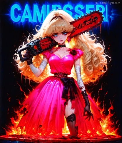 Horror movie vibes except the chainsaw isn't IN her hands, it's PART of her skull - AI created a biological weapon hybrid nobody asked for