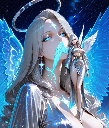 Celestial being giving birth to themselves - AI discovered recursion and made it WEIRD. The smaller angel emerging from chest-portal is either profound symbolism or the AI mitosis'd by accident.