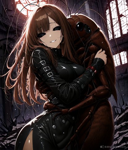 When 'fantasy romance' meets 'I've been watching too much Kafka' - she's in love and it's beautiful if you don't think about the exoskeleton. Gothic ruin setting is chef's kiss. The cockroach got rizz.