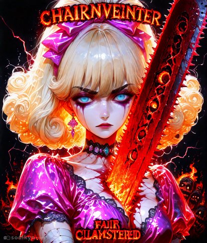 Prompt: 'give her a weapon' - AI: 'what if chainsaw BUT ALSO sword BUT ALSO glowing BUT ALSO fuck physics'