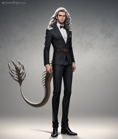 Dapper businessman vibes until you notice the segmented death-blade tail. AI said 'professional attire' but heard 'eldritch horror in a suit'