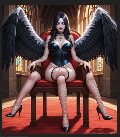 Requested 'gothic angel' - AI said 'what if Hot Topic had a throne room?'